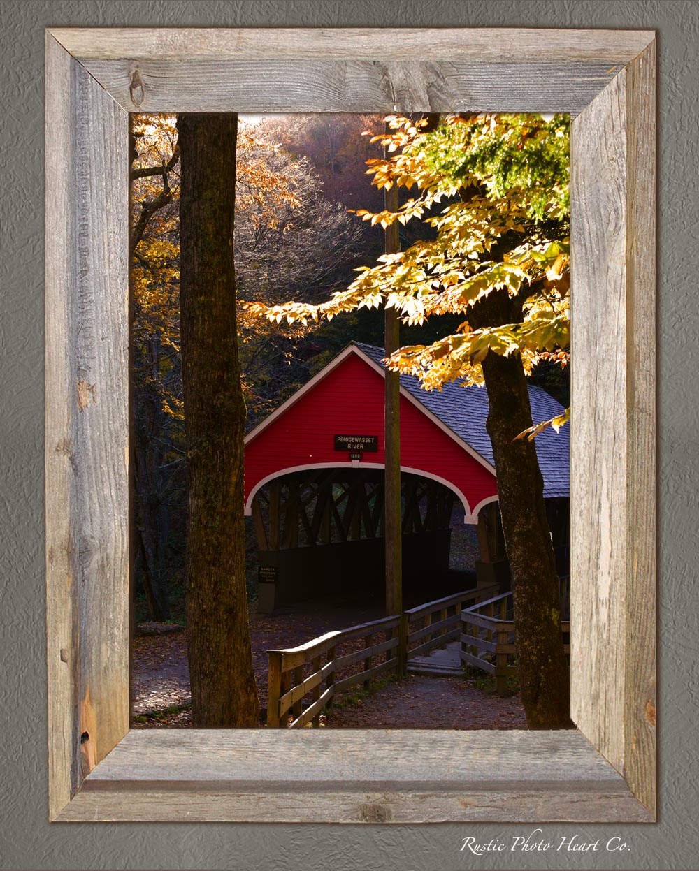 New England Autumn Bridge. Rustic digital Instant Download Print