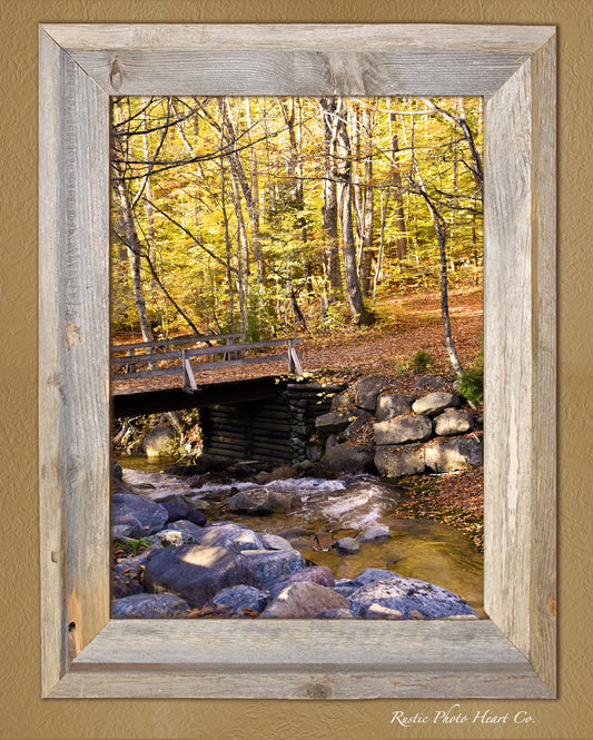 New England Autumn Bridge Trail. Rustic digital Instant Download Print